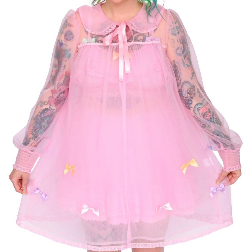 Pink Powder Room Peignoir by My Violet size 3XL Plus Size Kawaii Lingerie Robe